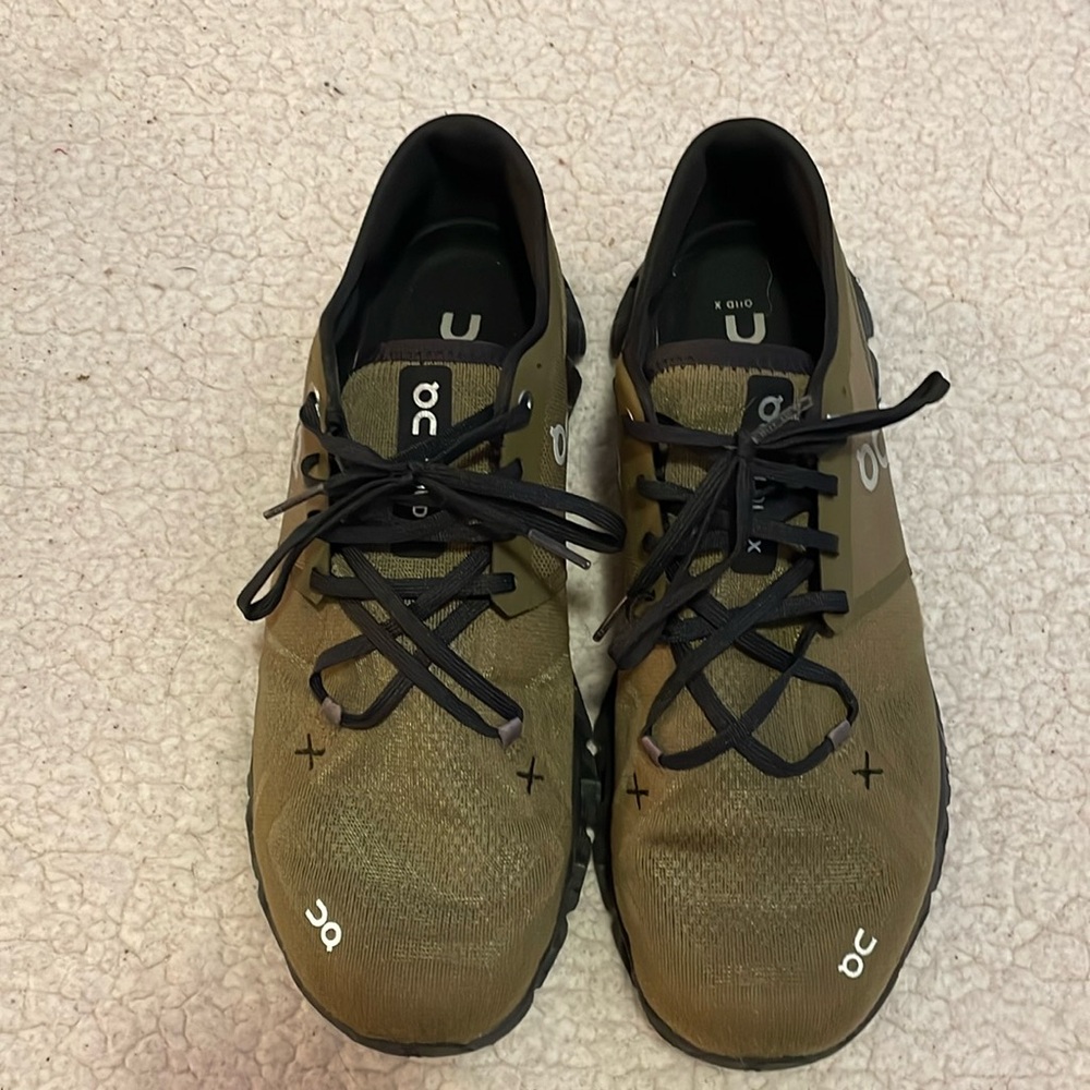 On Running Brown and Green Athletic Shoes Minimalist Design